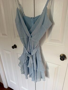 Hello Molly Blue Swiss Dot Ruffle Romper